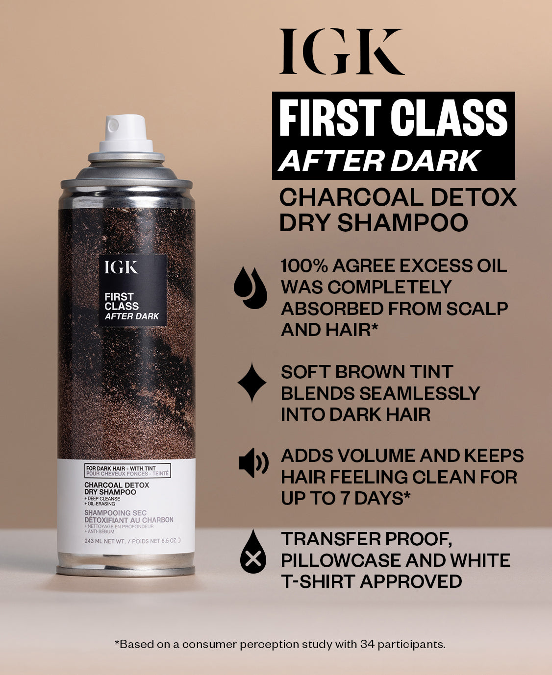 FIRST CLASS AFTER DARK Tinted Charcoal Detox Dry Shampoo